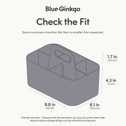 BLUE GINKGO Stackable Organizer Caddy, Rectangle, White, Made in Korea | Portable. Adjustable. Home, Office & School Storage.