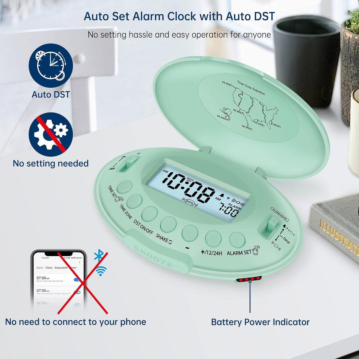 DreamSky Vibrating Alarm Clock for Heavy Sleepers Adults Under Pillow