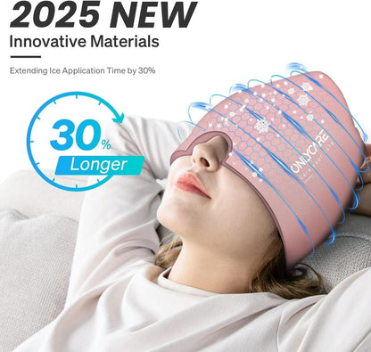 ONLYCARE Migraine Relief Cap, Headache Relief Cold Cap for Migraine Relief | Soothing Headache Ice Face Pack Mask, Cold Compress Head Wrap for Sinus, Tension, Stress, Hangover, Self Care Gifts for Women