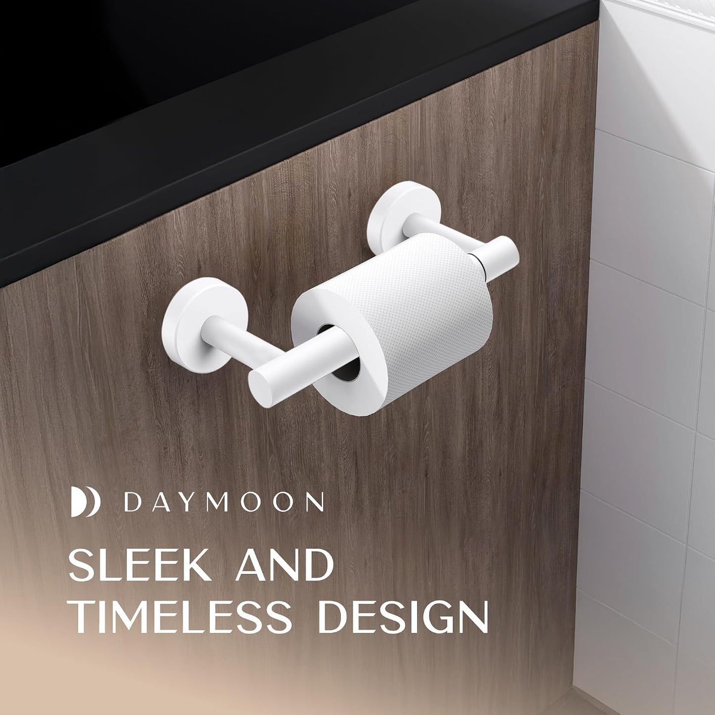 Day Moon™ - Toilet Paper Holder with Shelf - Modern Roll Holder for Bathroom - 1 Pack - Wall Mount - with Storage, Gold