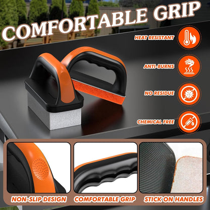 19 in 1 Griddle Cleaning Kit for Blackstone Accessory Cleaner Tool | Ergonomic Handle 12 Cleaning Pads 4 Grill Stone Griddle Scraper for Flattop Grill Cleaning, Easy to Remove Stain