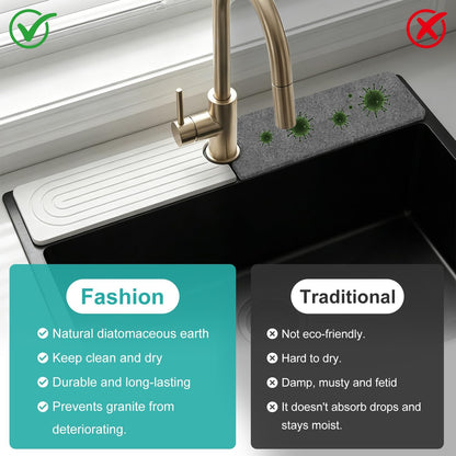 Fast Dry Stone Faucet Mat for Bathroom Sink Kitchen Counter Marble Trays | Small Diatomite Sink Splash Guard White Absorbent Tray Counter Quick Drying Stone Kitchen Diatomaceous Earth Around Faucet