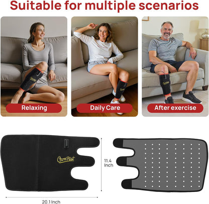 Red Light Therapy Pad for Calf, Vibrating Massage Heating for Leg | Infrared Light Therapy Wraps, Adjustable Power and Modes, Perfect for Office, Home, and Post-Workout Use(Black)
