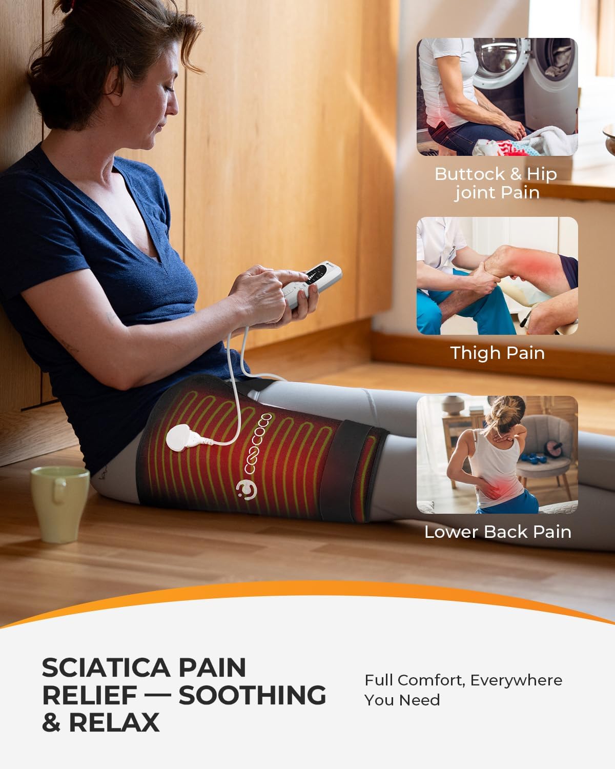 CooCoCo FSA Eligible 17 x 33 in Large Heating Pad, Foot Warmer, Black