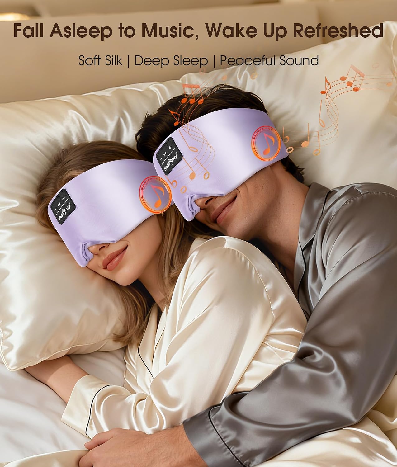 MUSICOZY 3D Mulberry Silk Sleep Mask Bluetooth 5.4 Headphones Full Coverage | Luxury Silk Eye Mask with Blackout Design Ultra Thin Speakers, Side Sleeper Comfort for Travel Relaxation Gifts for Men Women