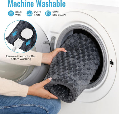 Electric Heated Foot Warmer Soft Flannel Foot Heater with 2h Auto Off & 3 Heat Levels Full Body Use Heating Pad for Feet, Abdomen, Cramps, Pain Relief Pocket Design 16" x 22" Light Grey