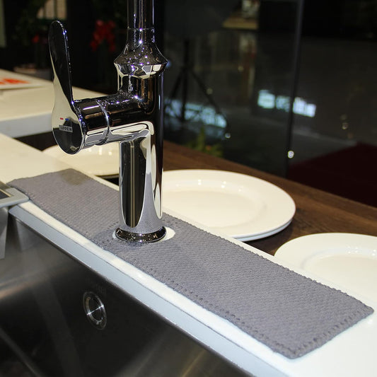 28'' Extended Kitchen Sink Faucet Absorbent Mat, Fabric | Sink Splash Mat|Faucet Drip Catcher|Sink Water Drying Mat