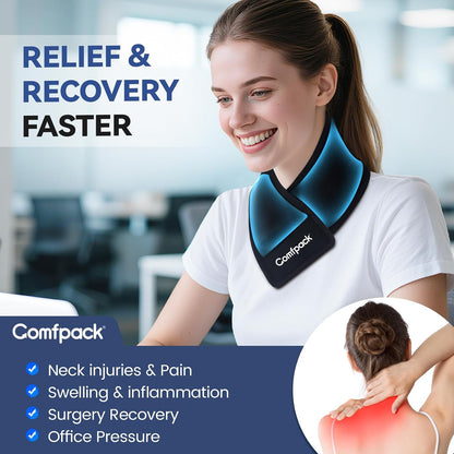 Comfpack Neck Ice Pack Wrap, Flexible Gel Ice Pack for Neck, Wrists, Head | Hot & Cold Compress Long Ice Pack for Injuries, Sore Neck, Tonsillectomy, Thyroidectomy, Surgery Recovery, Office Pressure