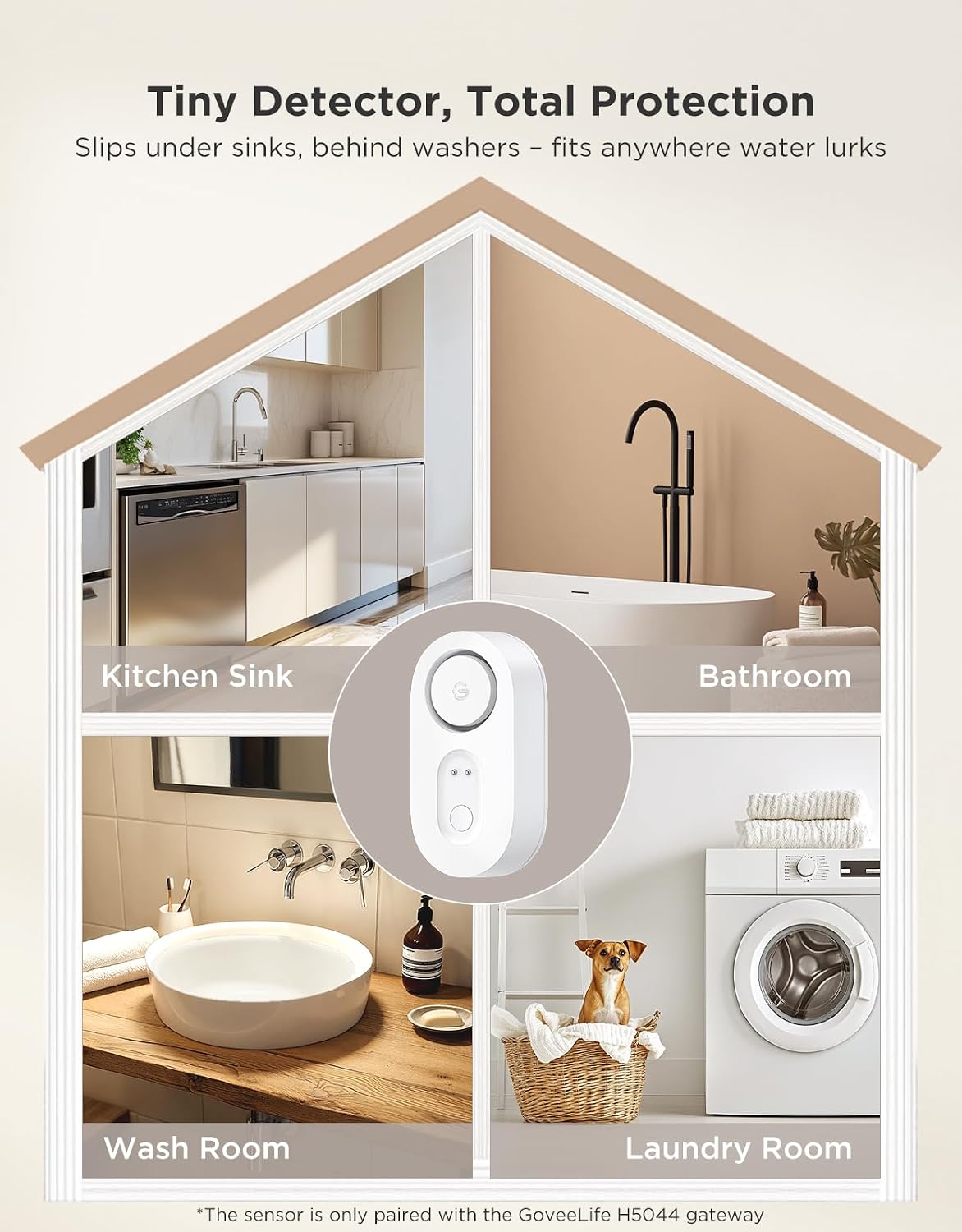 GoveeLife Upgraded Smart Water Leak Detector 1s with High Alarm, 4 Pack | 1804ft Ultra-Long Range, WiFi Water Sensor with SMS/Email/APP Push, 5Yr Battery Life,IP67, Suit for Home, Basement, Kitchen