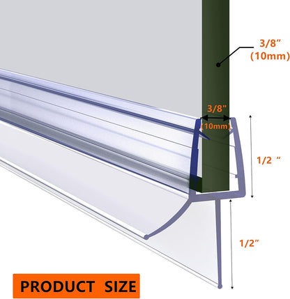 Shower Door Bottom Seal 2-Pack, 36"(914mm) Long PVC Strips with Drip Rail for 5/16"(8mm) Glass Door, Prevent Water from Spilling and Keeps The Room Clean
