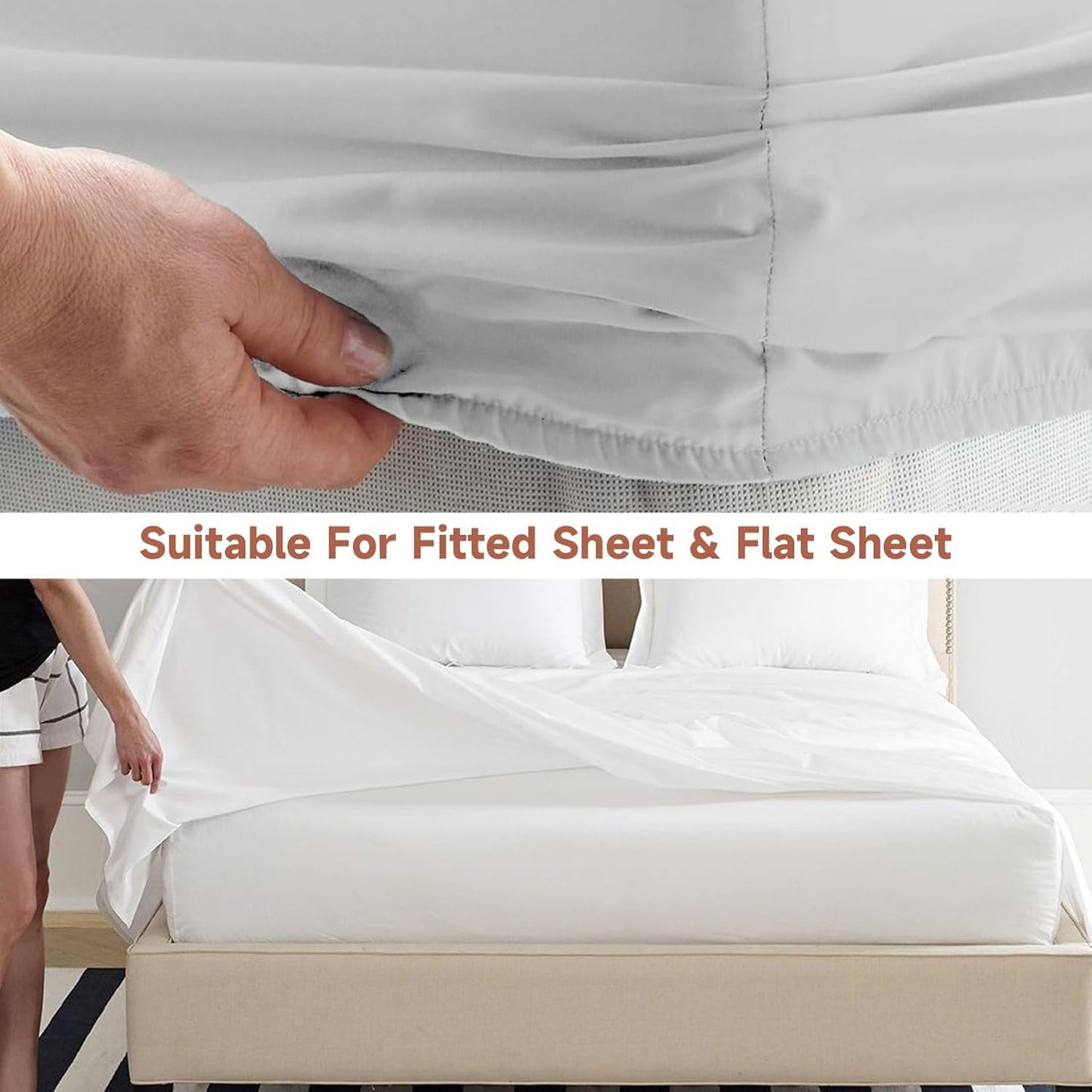 Bed Sheet Straps, Upgrade Fitted Bed Sheet Holders for Corners, Non Slip Sheet Clips White 4Pcs