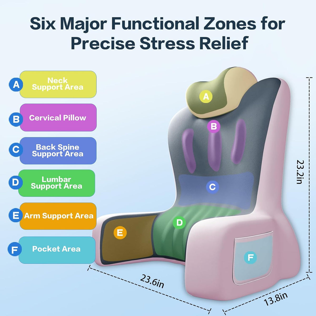 Reading Pillow- Memory Foam Back Pillow for Bed Sitting Up, Ergonomic Lumbar Support Cushion with Arms for Reclining, Gaming, Working, Resting, Watching TV﻿ (Grey)