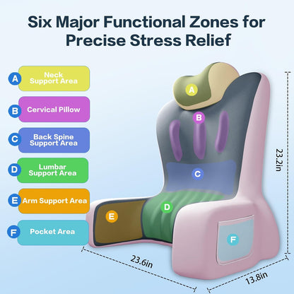 Reading Pillow- Memory Foam Back Pillow for Bed Sitting Up, Ergonomic Lumbar Support Cushion with Arms for Reclining, Gaming, Working, Resting, Watching TV﻿ (Grey)