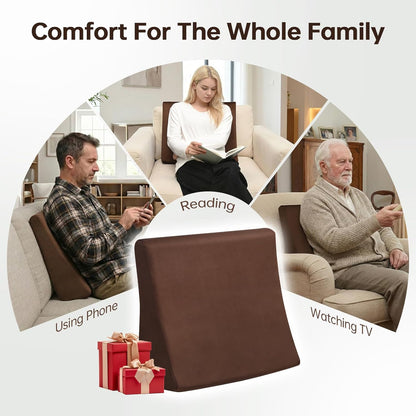Vekkia Lumbar Support Pillow for Recliner, Ergonomic Back Support for Couch | Backrest Pillow, Improve Posture, Relieve Back Pain for Long Sitting & Elderly, for Armchair & Sofa, Removable Cover,Brown