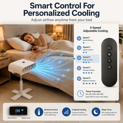 boatsea Cordless Bed Fan for Hot Sleepers, Under Sheet Cooling Fan with Battery & Adjustable Height Fits All Mattresses, 5 Speeds Remote, Night Sweats Relief, Under Sheet Bed Cooling System