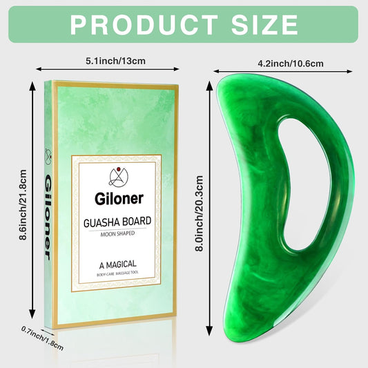 Large Gua Sha Massage Tool with Handle Large Lymphatic Drainage Massager, Resin Body Gua Sha Tool for Back Neck Face Legs, Cellulite Removal, Body Massage Tool for Women and Men (Green)
