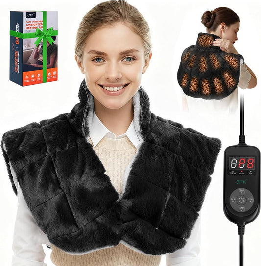 Weighted Far Infrared Heating Pad for Neck Shoulders & Back, 30S Fast Heat