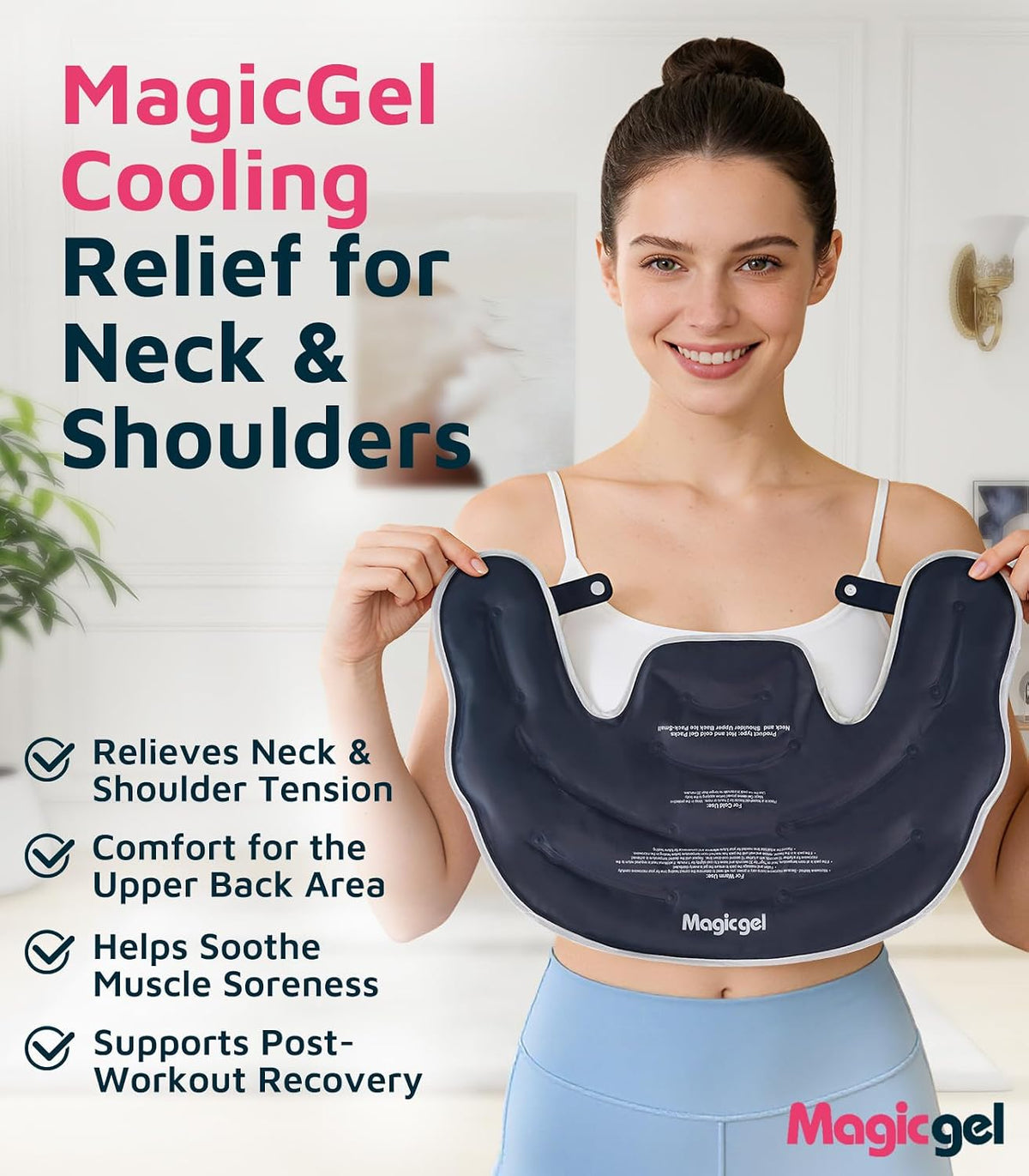 Magic Gel Ice Pack for Neck and Shoulders, Reusable Cervical Ice Pack Wrap for Neck Pain Relief, Flexible Gel Cold Pack for Shoulder Surgery Recovery, Rotator Cuff Injuries, Physical Therapy - Large