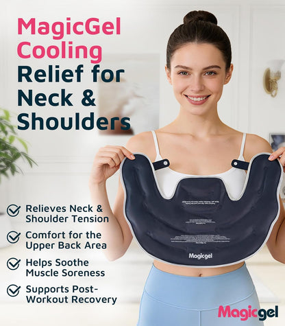 Magic Gel Ice Pack for Neck and Shoulders, Reusable Cervical Ice Pack Wrap for Neck Pain Relief, Flexible Gel Cold Pack for Shoulder Surgery Recovery, Rotator Cuff Injuries, Physical Therapy - Large