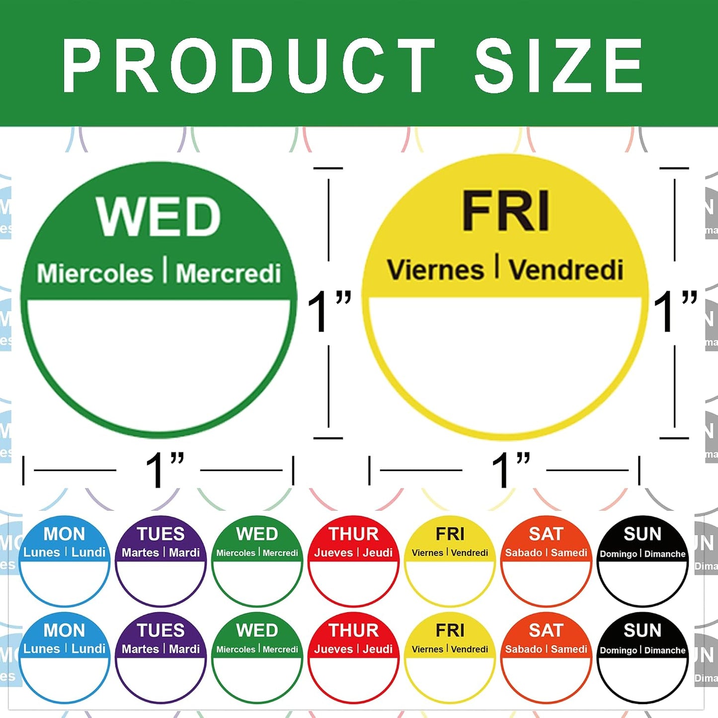 7 Days of The Week Labels 1 Inch Color Coding Food Rotation Labels - Self Adhesive Mon, Tue, Wed, Thurs, Fri, Sat Sun Day Label 700 Pcs