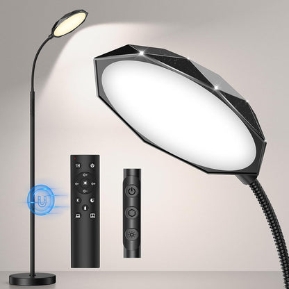 PACOVY Floor Lamp, Adjustable Height Floor Lamps for Living Room Bedroom, 120 LED Super Bright Standing Lamp Remote & Touch Control Dimmable Gooseneck Tall Stand Reading Lamp for Office Craft, Black