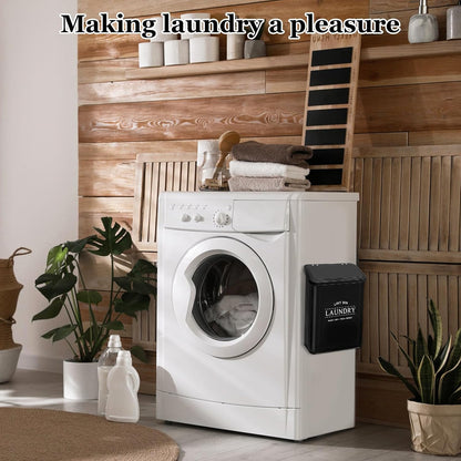 Magnetic Lint Bin with Lint Brush for Laundry Room Decor Farmhouse Rustic Metal Wall Mounted Lint Box Holder Keeper Organization Lint Trash Can with lid for Dryer