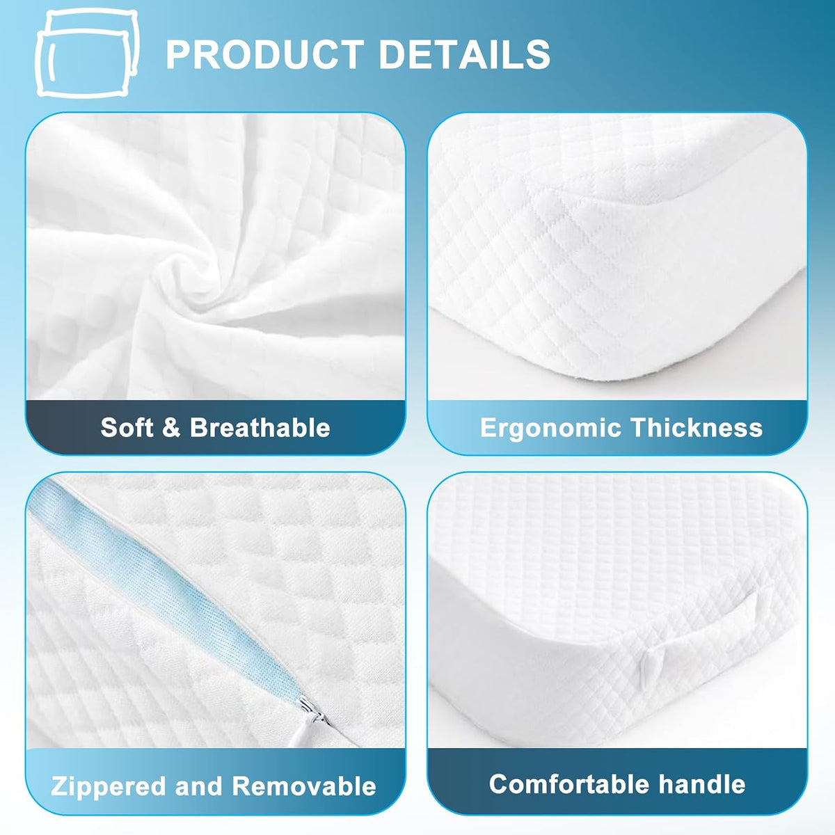 Knee Pillow for Side Sleepers, 100% Memory Foam Filling Leg Pillow for Side Sleeping, 4" Height Leg Pillow for Relieving Leg, Back, and Knee Pain Breathable & Pressure-Relieving Support - 18"x30"x4"