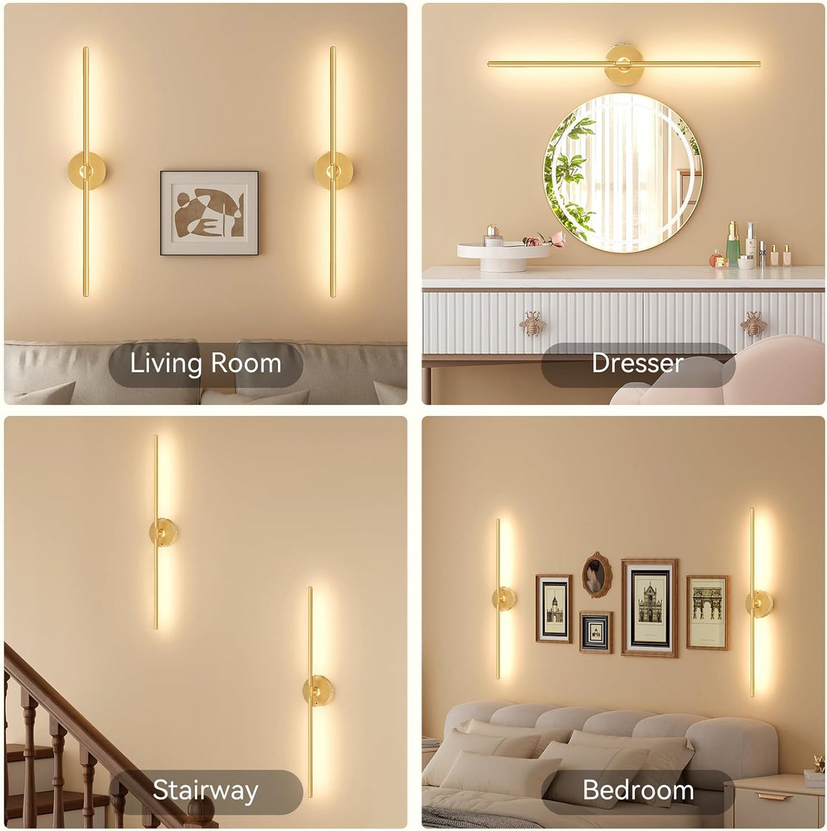 Battery Operated Wall Sconces Set of 2, Remote Control, 10000mAh, Black
