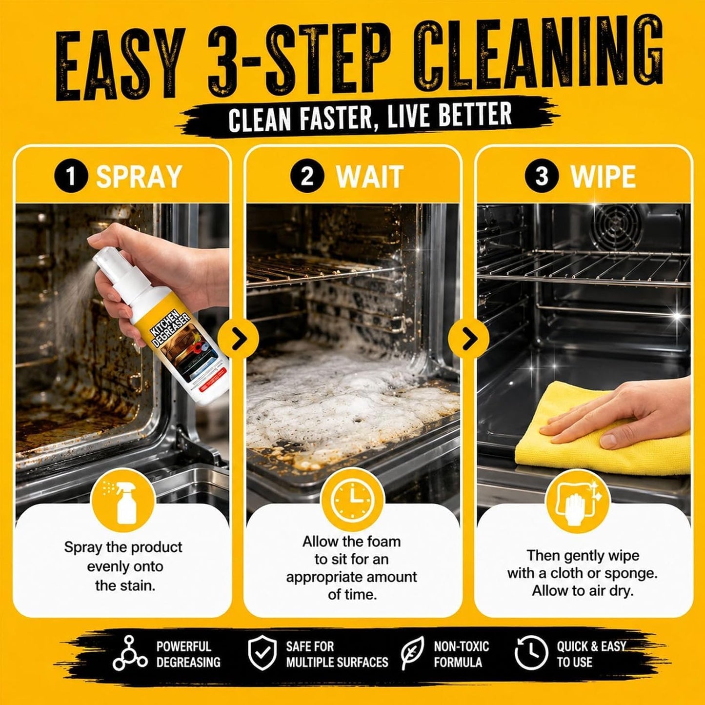 Greasekiller Spray, Kitchen Degreaser, Greasekiller BBQ Spray,Grease KillerSpray Grill Cleaner,Grill Degreaser For Outdoor Grill, (2PCS*120ML)
