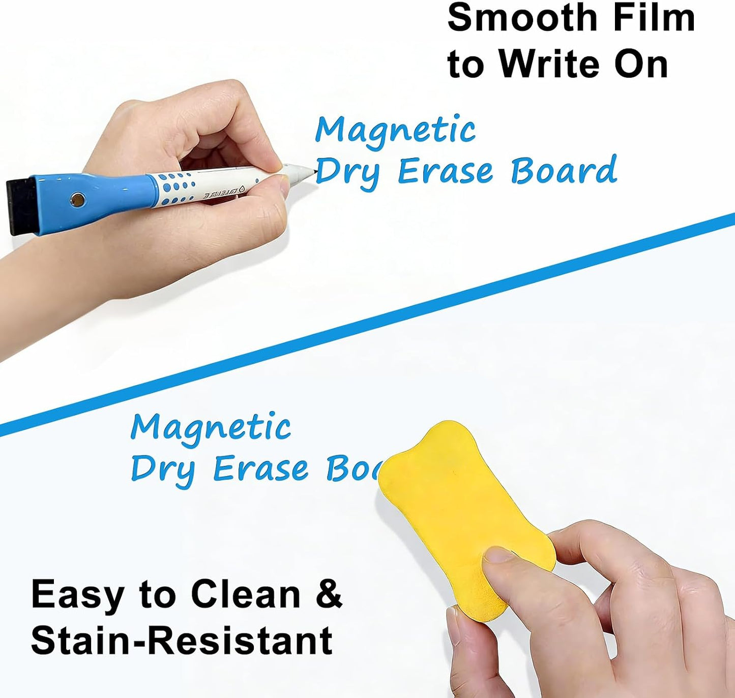 Magnetic Whiteboard for Fridge, 4-Pack Dry Erase Boards (12×8 in) with 5 Markers & Eraser, Strong Magnet & Stain-Resistant Surface, Reusable Message Board for Fridge, Family Planner & Kitchen Notes