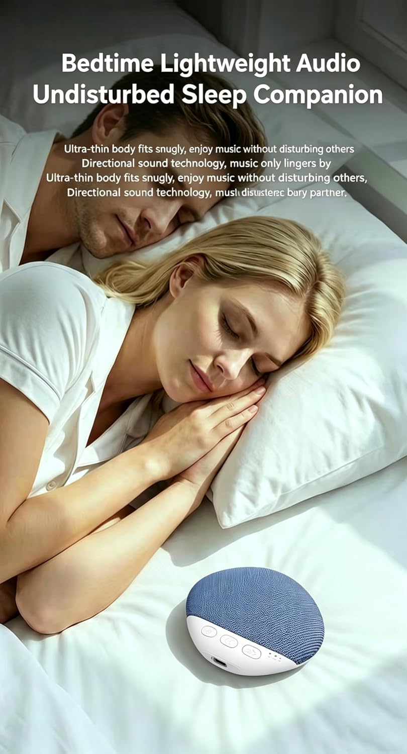 Pillow Speaker for Sleeping, Bluetooth Sleep Speaker with Directional Sound, Lightweight Portable Under Pillow Speaker for Bed, Comfortable Sleep Aid Audio Device, Blue