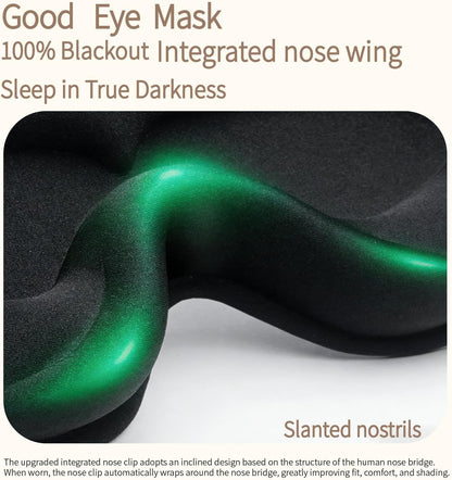 3D Sleep Mask for Side Sleepers, Memory Foam Eye Mask for Sleeping, 100% Blackout, Breathable & Lightweight, Adjustable Strap, No Pressure on Eyes, Soft Travel Sleep Mask for Men & Women Black