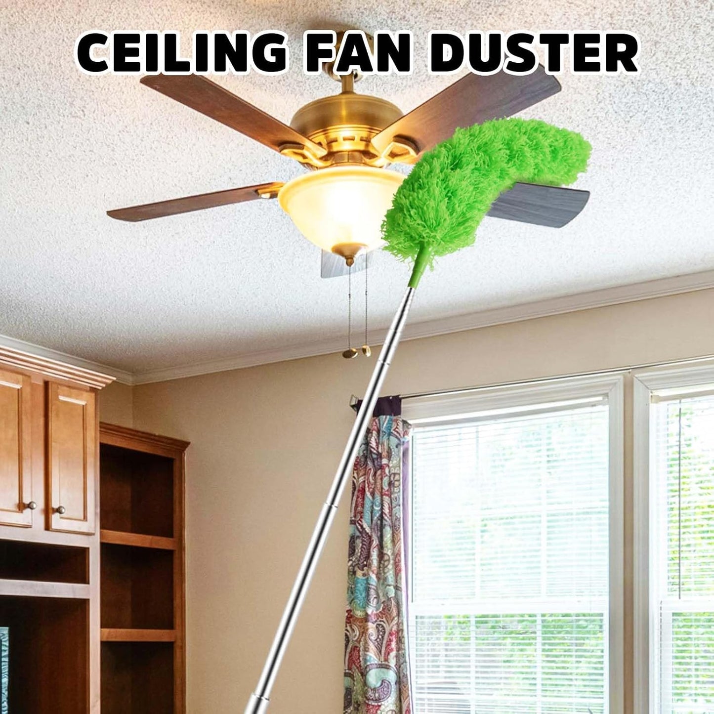 Flat Gap Dust Cleaner with Extendable Pole, Bafezoze Retractable Under Appliance Duster with 2 Washable Microfiber Pads, Slim Flexible Gap Mop for Cleaning Under Bed Sofa Cabinet Refrigerator Gray