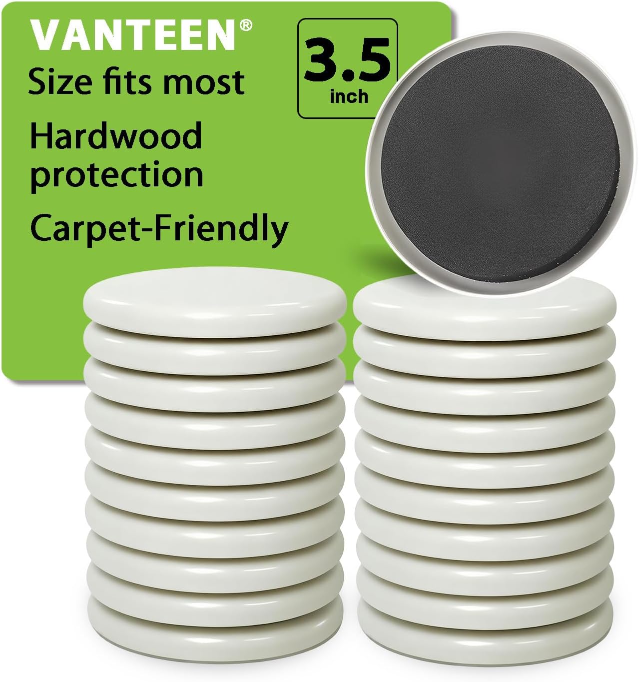 Furniture Sliders for Carpet 20 Pieces 3.5 Inch Heavy Duty Movers Pads Plastic EVA Gliders Easy Move Sofa Bed Table Without Lifting (Beige, 3.5")