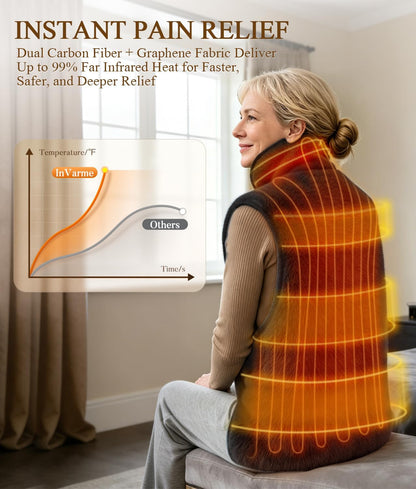 Far Infrared Heating Pad for Neck and Shoulders and Back | 6X Deeper Targeted Heat Therapy for Fast Chronic Pain Relief in Seniors – 20% Heavier, 8 Heat Levels, 4H Auto Shut Off