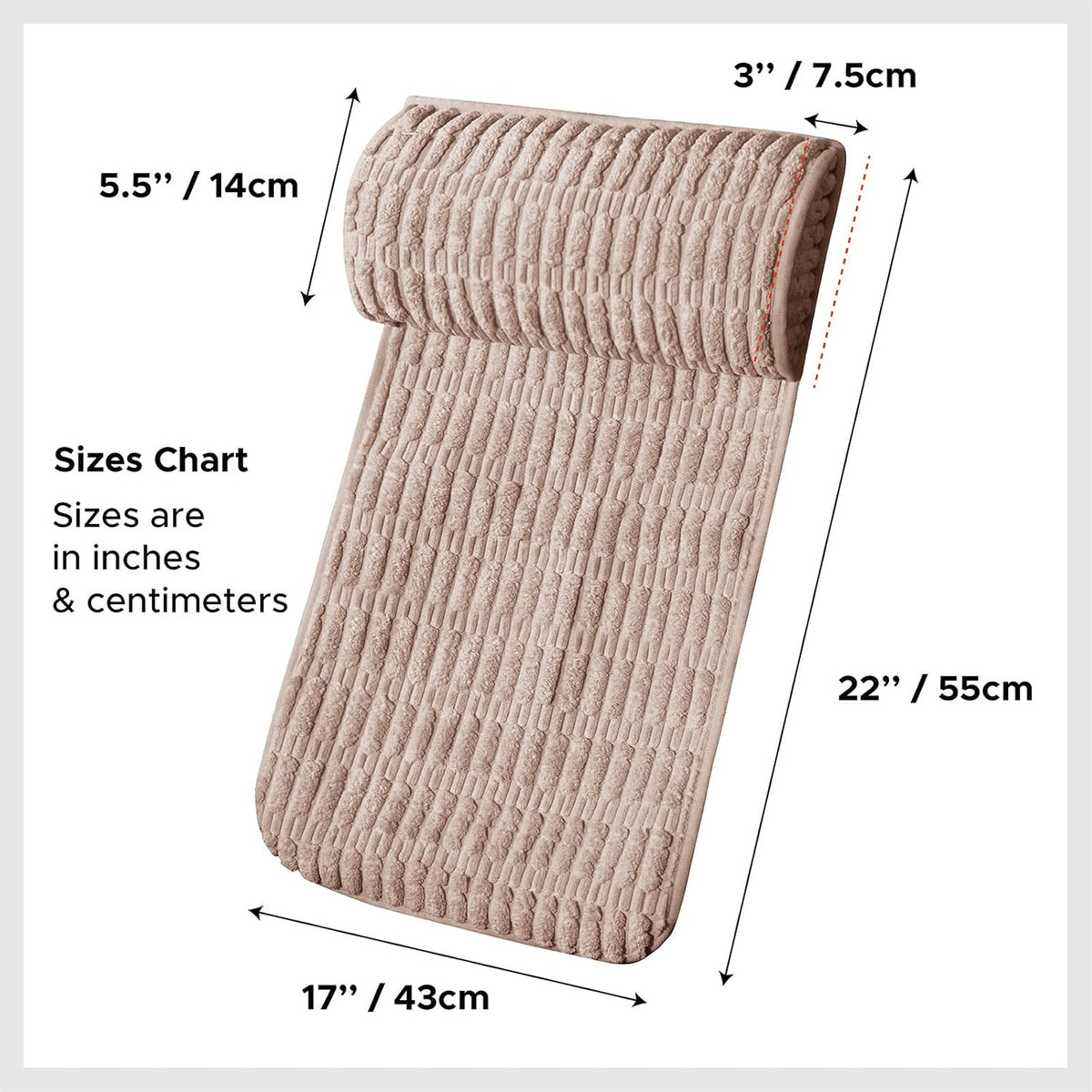 WdFour Headrest Memory Pillow, Support Cushions for Neck, Back or Foot for Sofas, Recliners, Office Chairs, Massage Chairs for Neck Pain Relief and Cervical Support(Khaki, 13" Wx2.7 D).