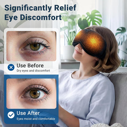 2 in 1 Heated & Cooling Gel Eye Mask - Cooling Eye Mask for Migraine Headaches Relief - Cordless Heated Eye Mask for Dry Eyes 3 Heat Settings Warm Compress for Stye Eye Treatment Washable Pad Cover