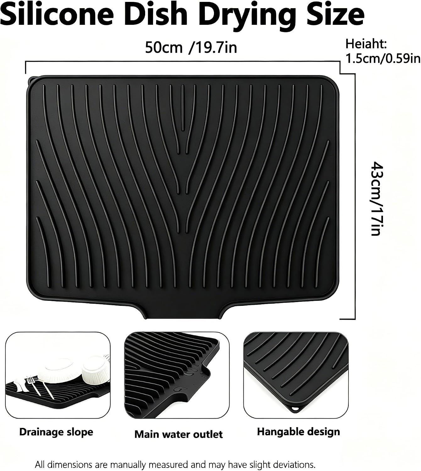 Kitchen Sink Splash Guard Gen2-30" x 6'' Silicone Sink Mat Splash Guard fit for Countertop, Bathroom,Farmhouse,RV by EBIGIC (Grey)