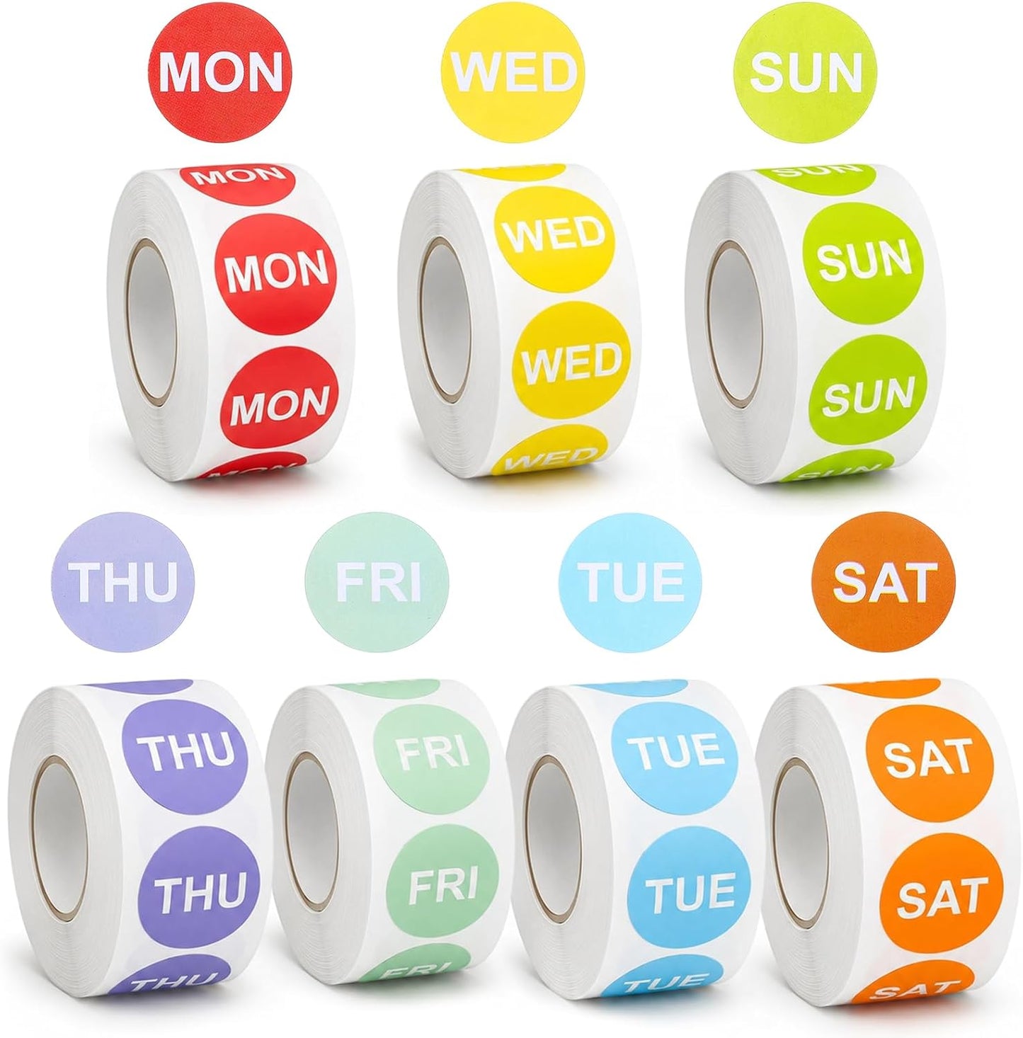 10500PCS 7 Days of The Week Labels for Restaurant Kitchen Container | 1"Round Day Dot Food Rotation Labels Color Coding Dot Round Self Adhesive Date Dot Sticker