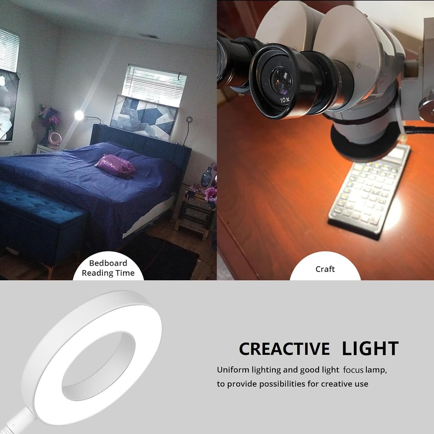 Woputne Desk Lamp Clip on Light for Bed Book Reading (Black) | 10 Dimmable Brightness 3 Light Modes Desk Lights for Home Office Clamp Bedside Lamp for Painting, Craft, Study