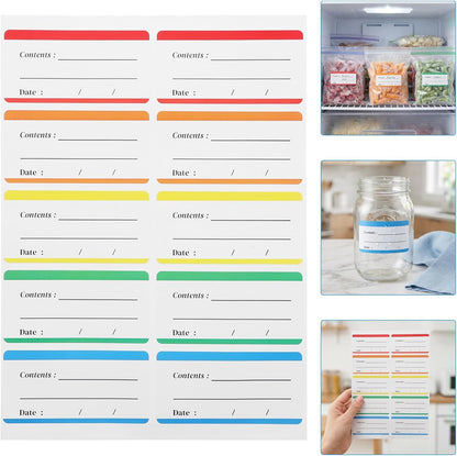 SHOWERORO 100pcs Removable Food Storage Labels for Jars and Containers, Self Adhesive Paper Material with Abrasion-Resistant Surface, Easy Peel Date Labels for Meal Prep and Kitchen