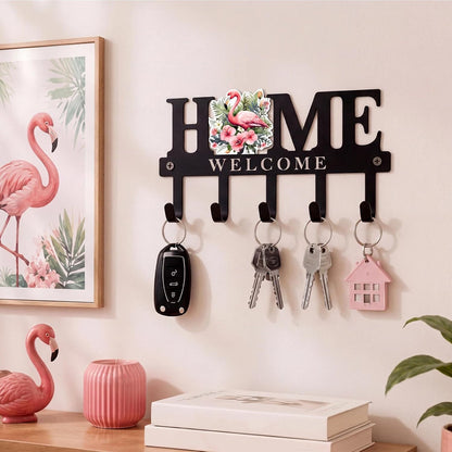 Key Holder Wall Mount Paw Print Metal Key Hooks Organizer Dog Leash Holder with 5 Hooks Rustic Farmhouse Decorative Welcome Home Wall Decor for Entryway Bathroom Dog Lover 9.8 Inch