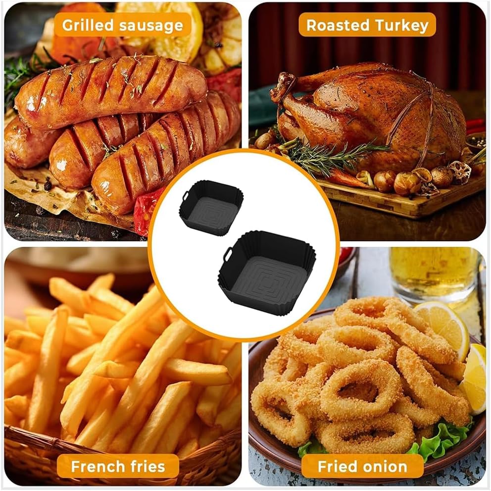 FN101 Air Fryer Silicone Liners for Ninja Crispi FN101GY/ FN101SG/ FN101ST, Non-Stick Reusable Ninja Glass Air Fryer Accessories Kit, Large for 4-QT & Small for 6-Cups Container