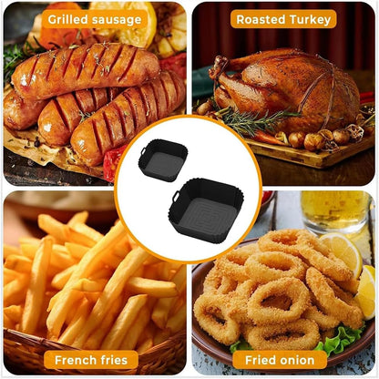 FN101 Air Fryer Silicone Liners for Ninja Crispi FN101GY/ FN101SG/ FN101ST, Non-Stick Reusable Ninja Glass Air Fryer Accessories Kit, Large for 4-QT & Small for 6-Cups Container