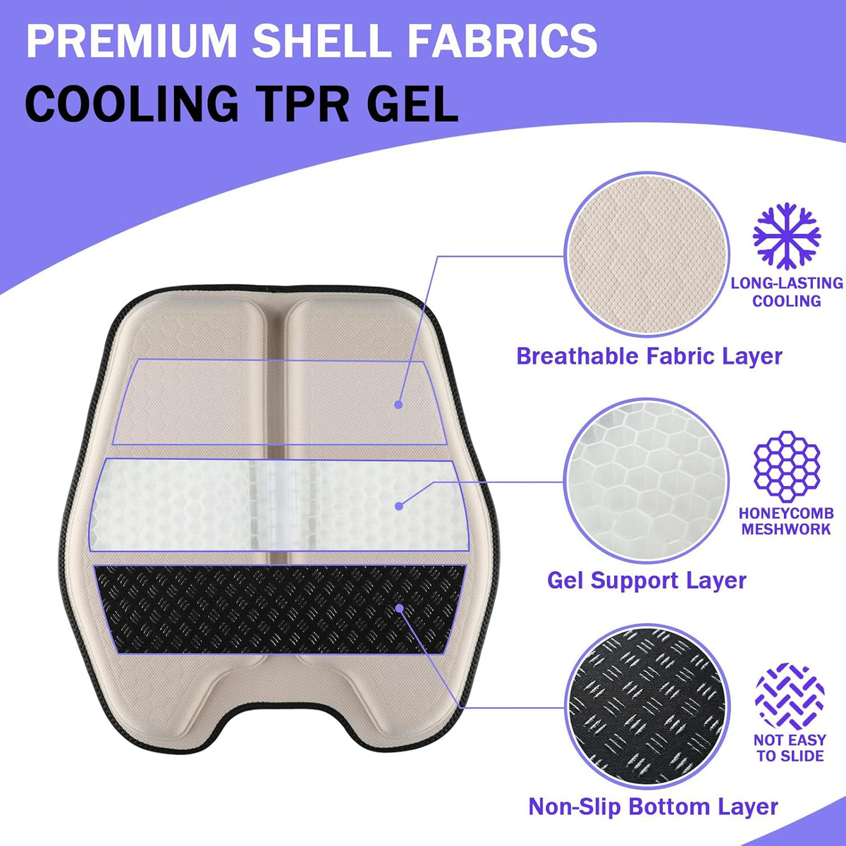 Soft Thin Gel Seat Cushion with 1 Inch Gel - Sciatica Relief