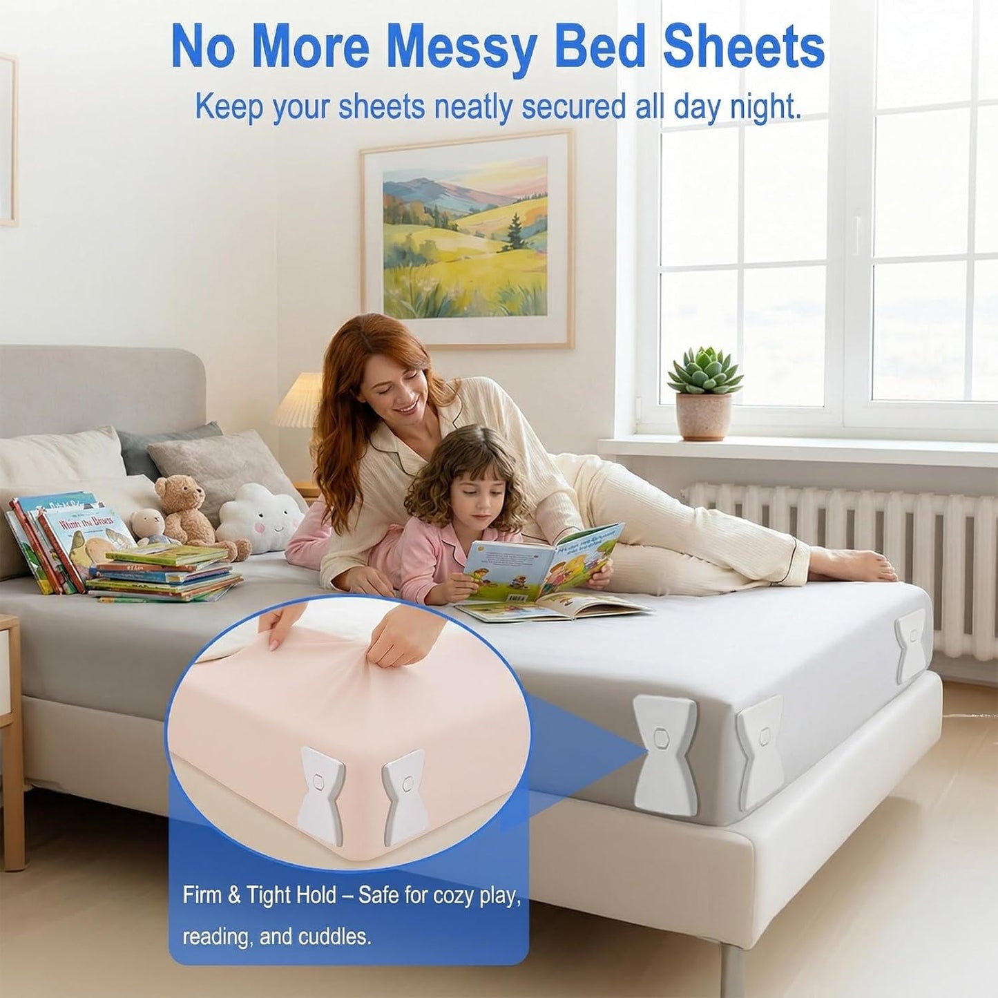 Bed Sheet Holders for Corners,Upgrade Fitted Sheet Holder Grippers | 4Pcs Bed Sheet Holders for Corners Heavy Duty Sheet Clips Fitted All Mattress Sizes, Lock Sheet Holders Keep Firm