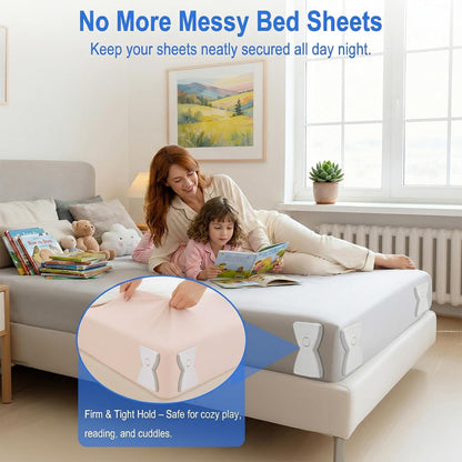 Bed Sheet Holders for Corners,Upgrade Fitted Sheet Holder Grippers | 4Pcs Bed Sheet Holders for Corners Heavy Duty Sheet Clips Fitted All Mattress Sizes, Lock Sheet Holders Keep Firm