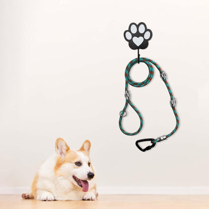 Unique Wooden Dog Leash Holder Wall Mounted, Coat and Key Hook for Wall, Dog Paw Decor for Home Living Room, Great Gifts for Cat Lovers