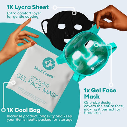 Medi Grade Cooling Face Mask, Gel Ice Pack for Face with Lycra Cover