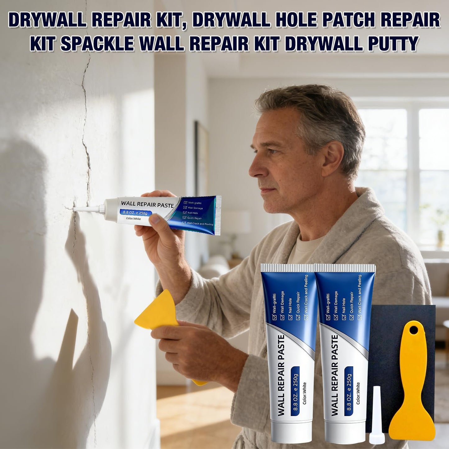2Pcs Drywall Repair Kit,Quick Drying Wall Mending Agent, Wall Repair Paste Tube - Wall Repair Paste,for Holes & Cracks, Multi-Functional Drywall Patch Paste Repair Kit for DIY Home Fix